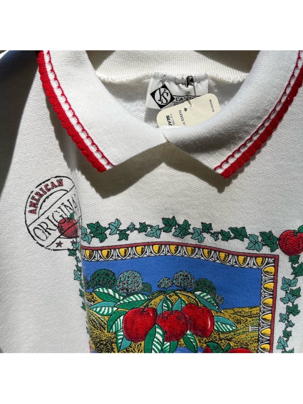 90s Sears NWT Bing Apple Orchard Fleece Sweatshirt Plus Size 1X Grandma Fall - Picture 12 of 15